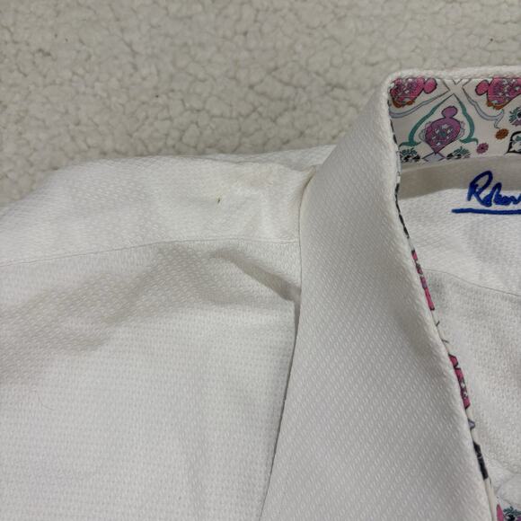 Robert Graham Mens XXL White Colored Flip Cuff Button Up Long Sleeve Dress Shirt - Picture 8 of 12